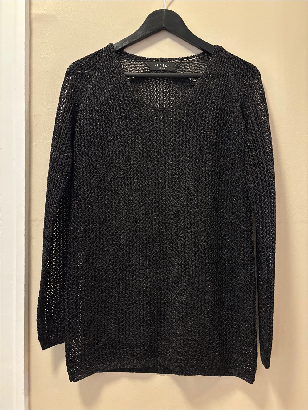 Black Open-Weave Crewneck Sweater or mini dress